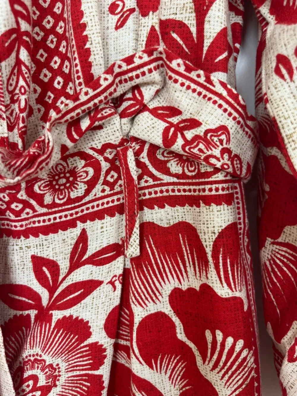 Farm Rio Floral Red & Cream Women's Jumpsuit - Picture 6 of 10